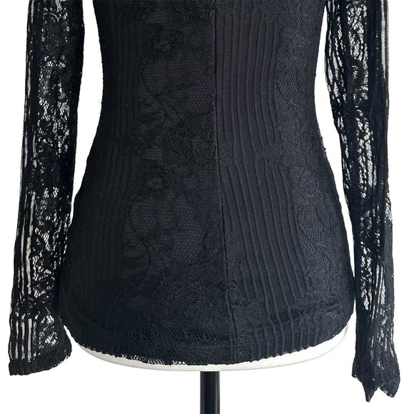GUESS black unconventional lace Whimsigoth Coquette Dark Fairy Gothic longsleeve - Picture 7 of 8